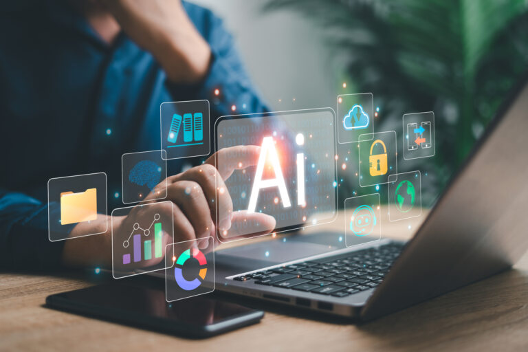 Business work and AI technology concept